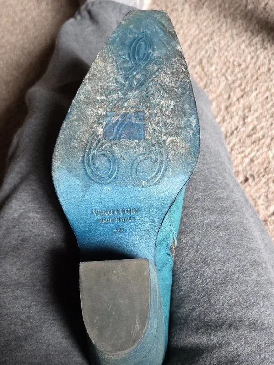 Free People Teal Leather Pointed Toe Zip Ankle Boots - Picture 4 of 9